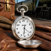 Flying Scotsman Chrome & Pewter Full Hunter Quartz Pocket Watch with Chain