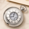 Sterling Silver Half Hunter Mechanical Pocket Watch Albert with Chain