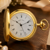 Gold Plated Full Hunter Mechanical Pocket Watch with Chain (50mm) (B10)