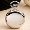 Chrome Plated Full Hunter Mechanical Pocket Watch Engine Turned with Chain