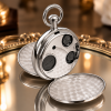 Two-Tone Double Half Hunter Quartz Alarm Pocket Watch with Chain