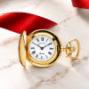 Gold Plated Full Hunter Pattern Quartz Pendant Necklace Watch