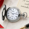 Chrome Plated Half Hunter Date Display Quartz Pocket Watch with Chain