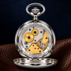 The Beaumont, Limited Edition 1000 Pieces UK Designed Chrome Double Hunter Mechanical Pocket Watch With Chain
