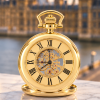 The Windsor Gold Plated Double Half Hunter Mechanical Pocket Watch with Chain