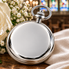 Chrome & Pewter Full Hunter Quartz Pocket Watch with Chain