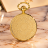 Gold Plated Half Hunter Skeleton Dial Mechanical Pocket Watch with Chain