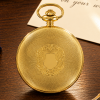 Masonic Gold Plated Full Hunter Mechanical Pocket Watch with Chain