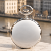 The Kensington Chrome Plated Double Hunter Mechanical Pocket Watch with Chain