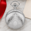 Chrome Plated Full Hunter Date Display Quartz Pocket Watch with Chain