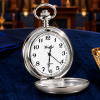 Masonic Chrome Plated Full Hunter Quartz Pocket Watch with Chain