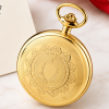 Gold Plated Double Hunter Dual Time Mechanical Pocket Watch with Chain