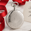 Chrome Plated Double Hunter Mechanical Pocket Watch with Chain