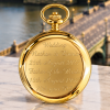 The Westminster Gold Plated Double Hunter Dual Time Mechanical Pocket Watch with Chain