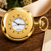 Gold Plated Half Hunter Mechanical Pocket Watch with Chain