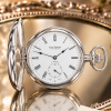 Sterling Silver Half Hunter Mechanical Pocket Watch with Chain