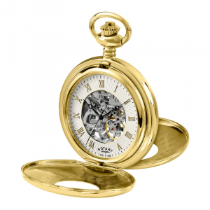 Heritage Gold Plated Mechanical Double Half Hunter Pocket Watch