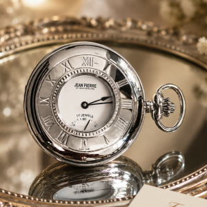 Sterling Silver Half Hunter Mechanical Pocket Watch with Chain (G151)