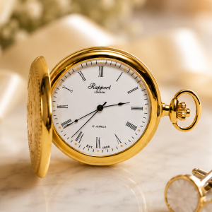 Gold Plated Full Hunter Mechanical Pocket Watch with Chain (PW14)