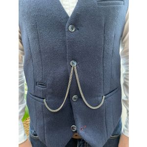 Chrome Plated Double Albert Pocket Watch Chain