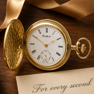Gold Plated Full Hunter Mechanical Pocket Watch with Chain (51mm)