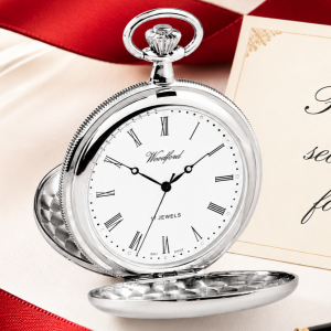Battle of Britain Chrome Plated Double Hunter Mechanical Pocket Watch with Chain