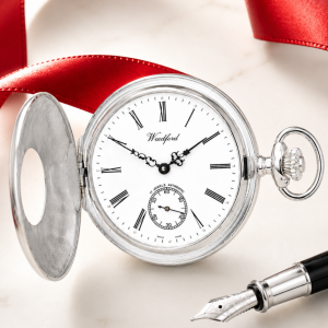 Sterling Silver Half Hunter Swiss Mechanical Pocket Watch