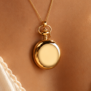 Gold Plated Full Hunter Quartz Pendant Necklace Watch
