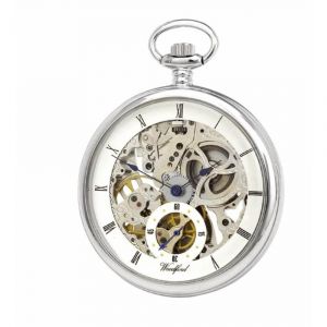 Chrome Plated 17 Jewel Mechanical Open Face/Back Pocket Watch