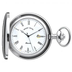 Chrome Plated Half Hunter Quartz Pocket Watch