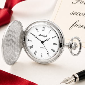 Chrome Plated Full Hunter Quartz Pocket Watch Gents