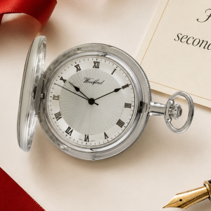 Chrome Plated Full Hunter Mechanical Pocket Watch with Chain (49mm)