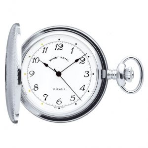 Chrome Plated Engine Turned Full Hunter Mechanical Pocket Watch