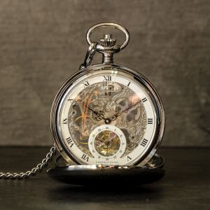 Silver Mechanical Double Hunter Roman Birthday Skeleton Military Greenwich Engraved Pocket Watches Pocketwatch Uk