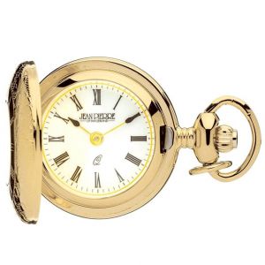 Gold Plated Half Hunter Quartz Pendant Watch With Roman Numerals