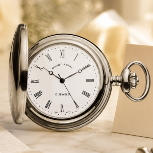 Chrome Plated Half Hunter Mechanical Pocket Watch