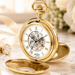 Gold Plated Double Half Hunter Mechanical Pocket Watch Heritage with Chain
